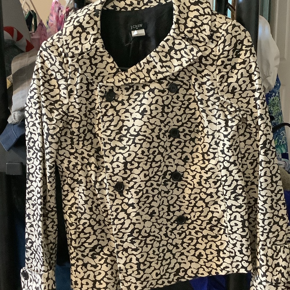 J. Crew Women's Black and Cream double breasted Pea Coat, 2